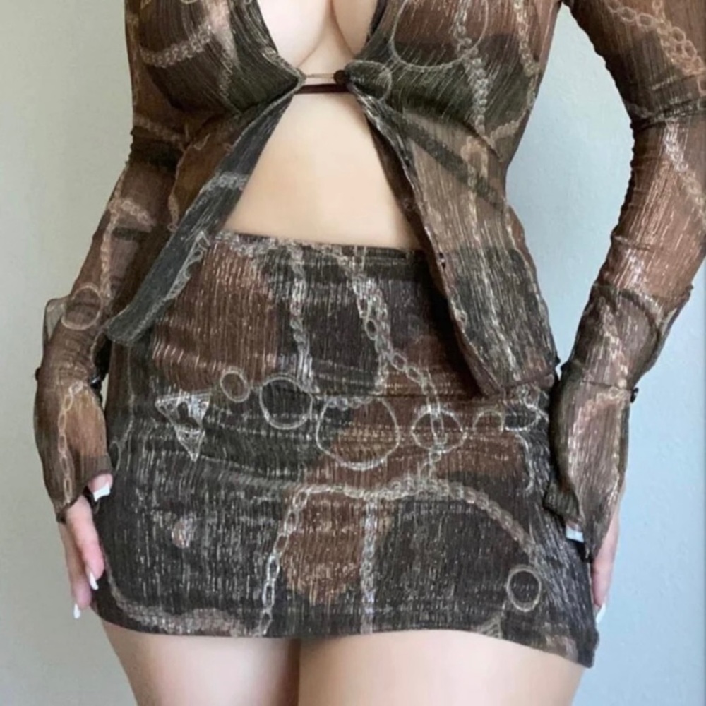 327 Clothing Rina Brown Abstract Skirt